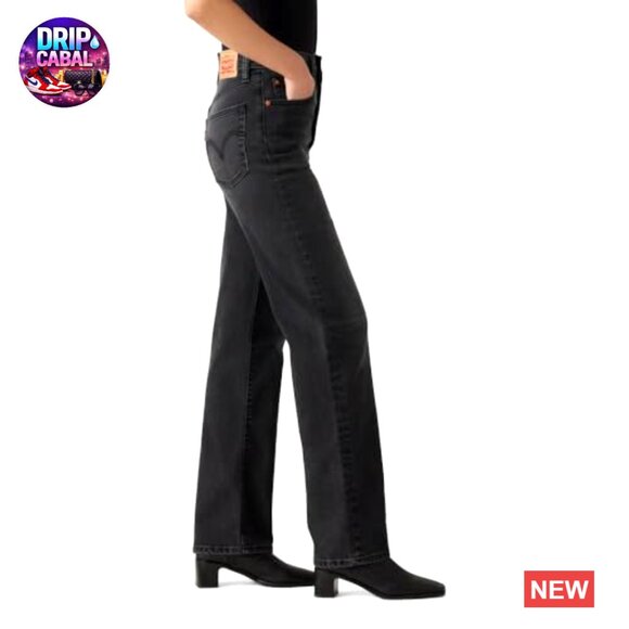 High Rise Straight Leg Jeans Slim Fit Full Length Classic Y2K Retro - Picture 3 of 3